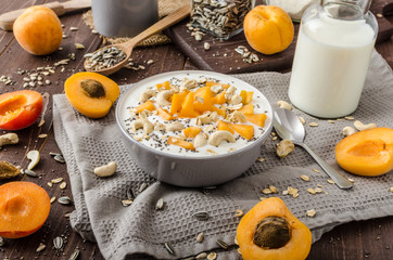Domestic apricots musli yogurt