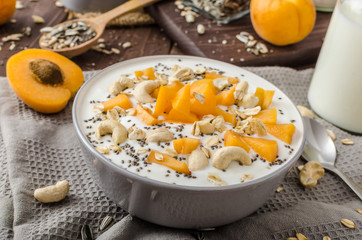 Domestic apricots musli yogurt