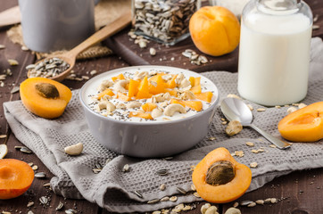 Domestic apricots musli yogurt