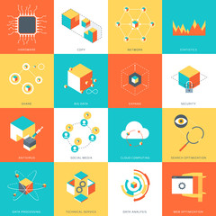 Data Theme, flat style, colorful, stylish, minimal vector icon s
