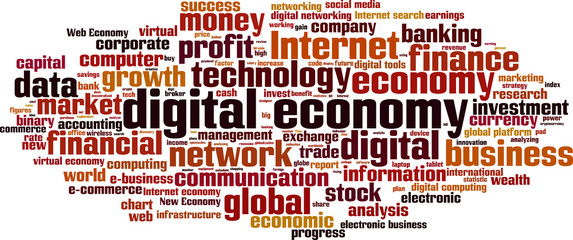 Digital economy word cloud concept. Vector illustration