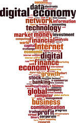 Obraz premium Digital economy word cloud concept. Vector illustration