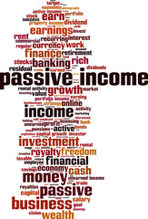 Obraz premium Passive income word cloud concept. Vector illustration