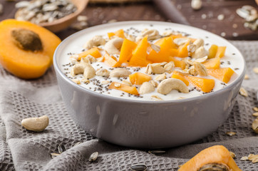 Domestic apricots musli yogurt