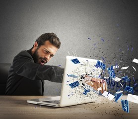 Furious businessman in office