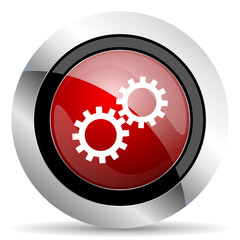 gear red glossy web icon