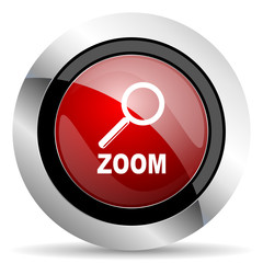 zoom red glossy web icon