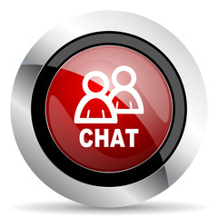 chat red glossy web icon