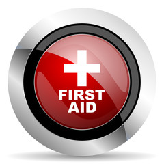 Obraz premium first aid red glossy web icon