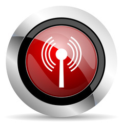 wifi red glossy web icon