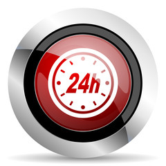 24h red glossy web icon