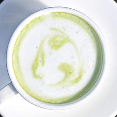 Hot green tea or cup 
