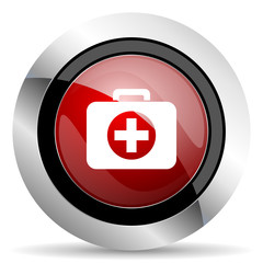 first aid red glossy web icon