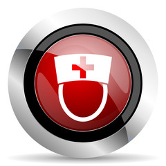 nurse red glossy web icon