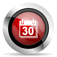 calendar red glossy web icon