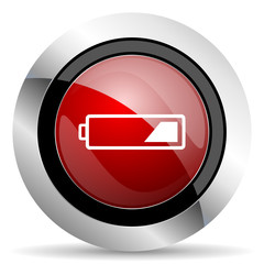 battery red glossy web icon