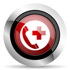 emergency call red glossy web icon