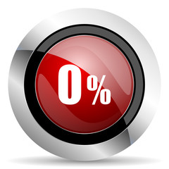 0 percent red glossy web icon