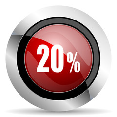 20 percent red glossy web icon