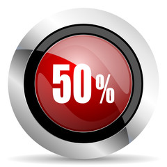 50 percent red glossy web icon