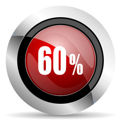 60 percent red glossy web icon