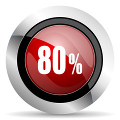 80 percent red glossy web icon
