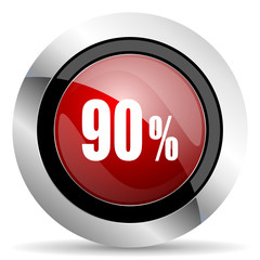 90 percent red glossy web icon