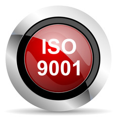 iso 9001 red glossy web icon