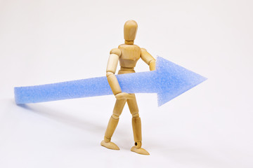 Man with direction sign