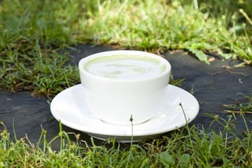 Hot green tea or cup of tea 