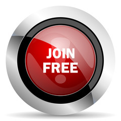 join free red glossy web icon