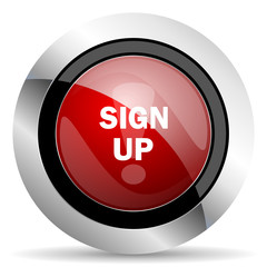 sign up red glossy web icon