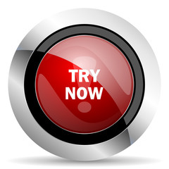 try now red glossy web icon
