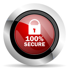 secure red glossy web icon