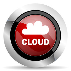 cloud red glossy web icon