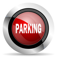 parking red glossy web icon
