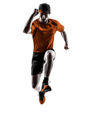 man runner jogger running jogging jumping silhouette