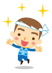 喜び舞う大工さん