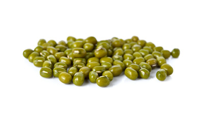Pile of mung beans isolated on white background