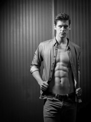 Slender Male Washboard Abs