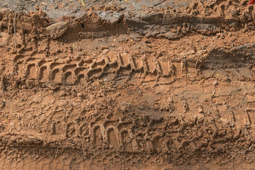 Wheel tracks on the soil