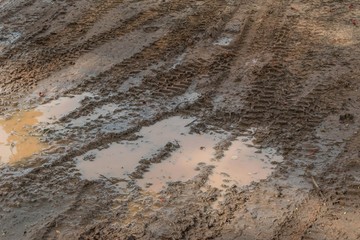 Wheel tracks on the soil