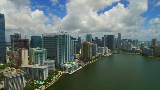 Aerial video Brickell Miami FL 4k