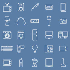 Electrical machine line icons on blue background