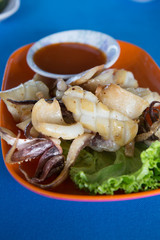 Grilled squids with chili sauce
