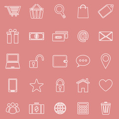 Ecommerce line icons on red background