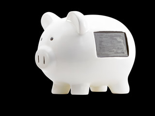 White Piggy Bank With  Message Space
