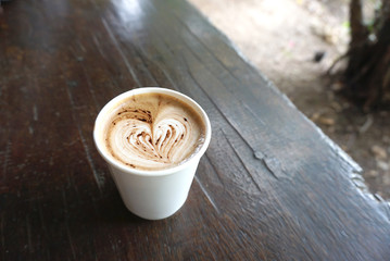 Heart shape on the mocha coffee