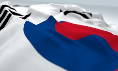 zoom flag of South Korea, close up view, bokeh