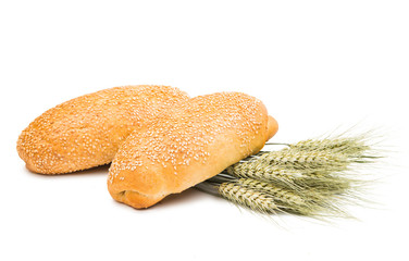 Tasty fresh bun with sesame seeds isolated